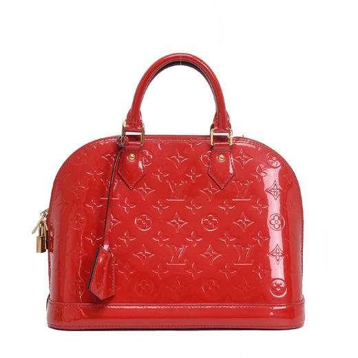 blouisvuitton路易威登lv红色漆皮老花印花贝壳包571378