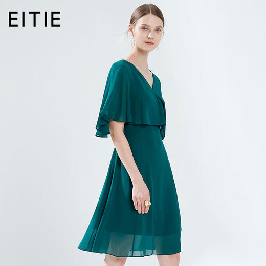 EITIE爱特爱女装夏季新款高端气质显瘦荷叶边垂坠连衣裙57074110 商品图0