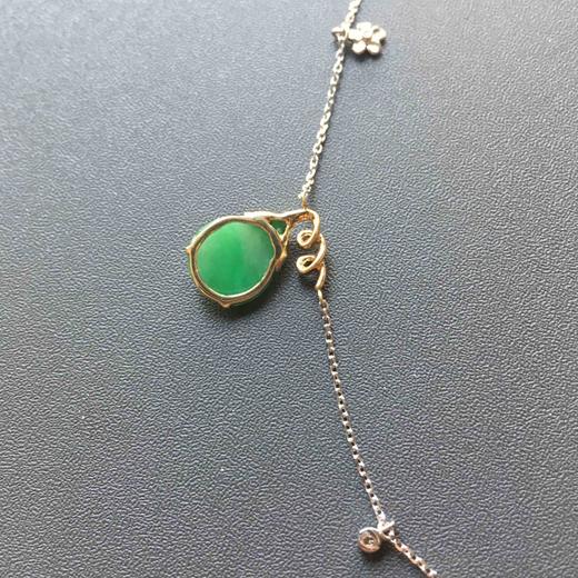 糯冰种阳绿翡翠福瓜手链18k黄金白金镶嵌 商品图8