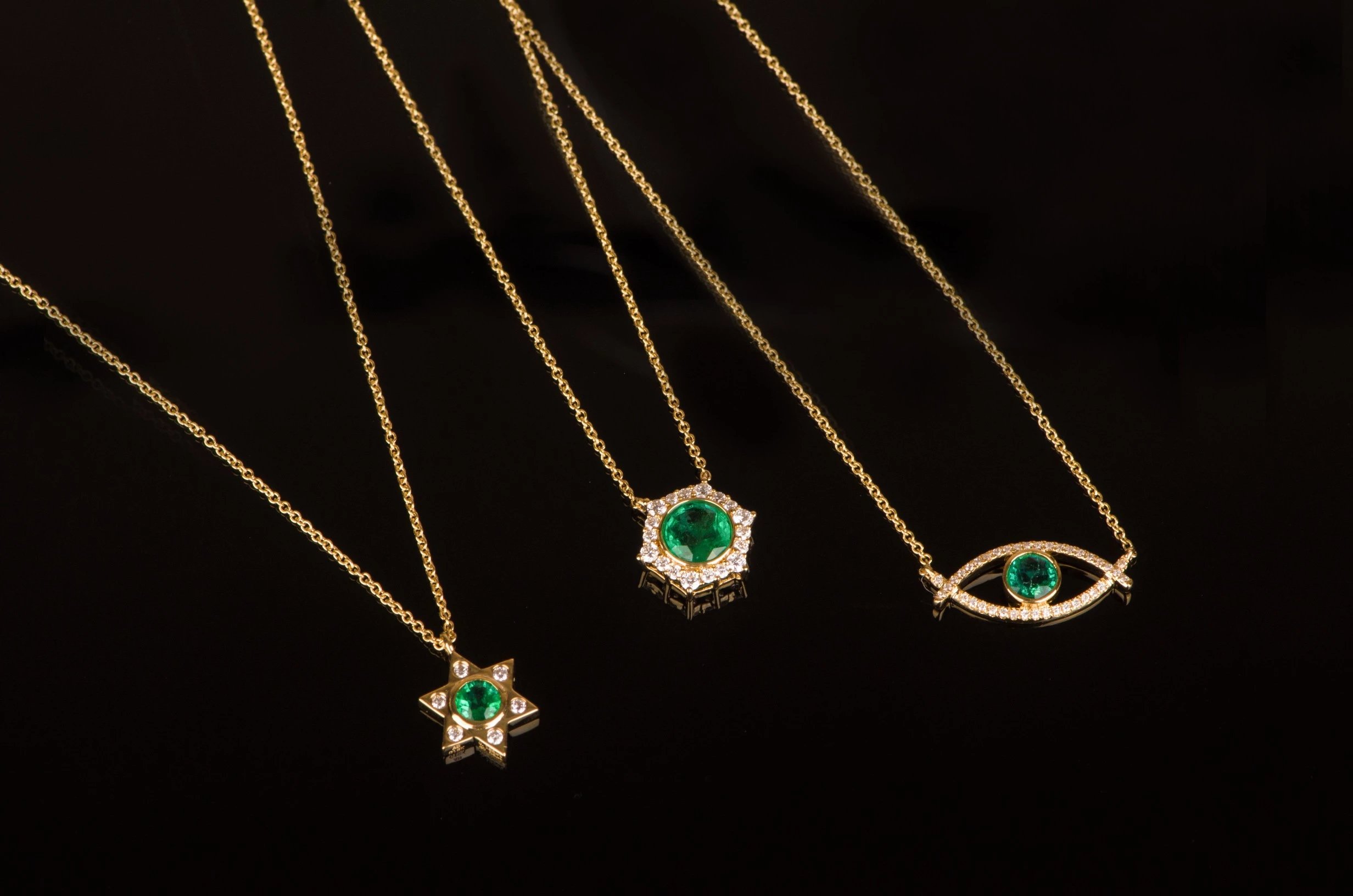 angiebella18k金六边形祖母绿吊坠