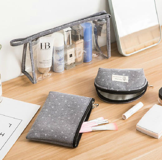 小皇冠透明PVC化妆包三件套旅行便携大容量洗漱手拿化妆包 TZW 商品图2