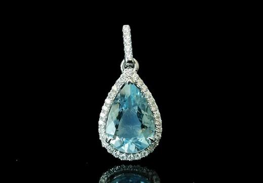 （一口价赠送金链）18K金 水滴海蓝宝吊坠 商品图0