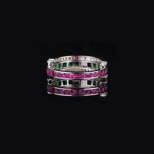 现货已售需定制18k金祖母绿红宝石撞色灵活机关戒指angiebella珠宝