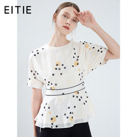 EITIE爱特爱女装夏季新款收腰显瘦短袖时尚波点小上衣女B1913252
