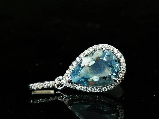 （一口价赠送金链）18K金 水滴海蓝宝吊坠 商品图1