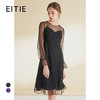 EITIE爱特爱女装夏季新品透视薄纱荷叶袖时尚小黑色连衣裙薄5977621 商品缩略图0