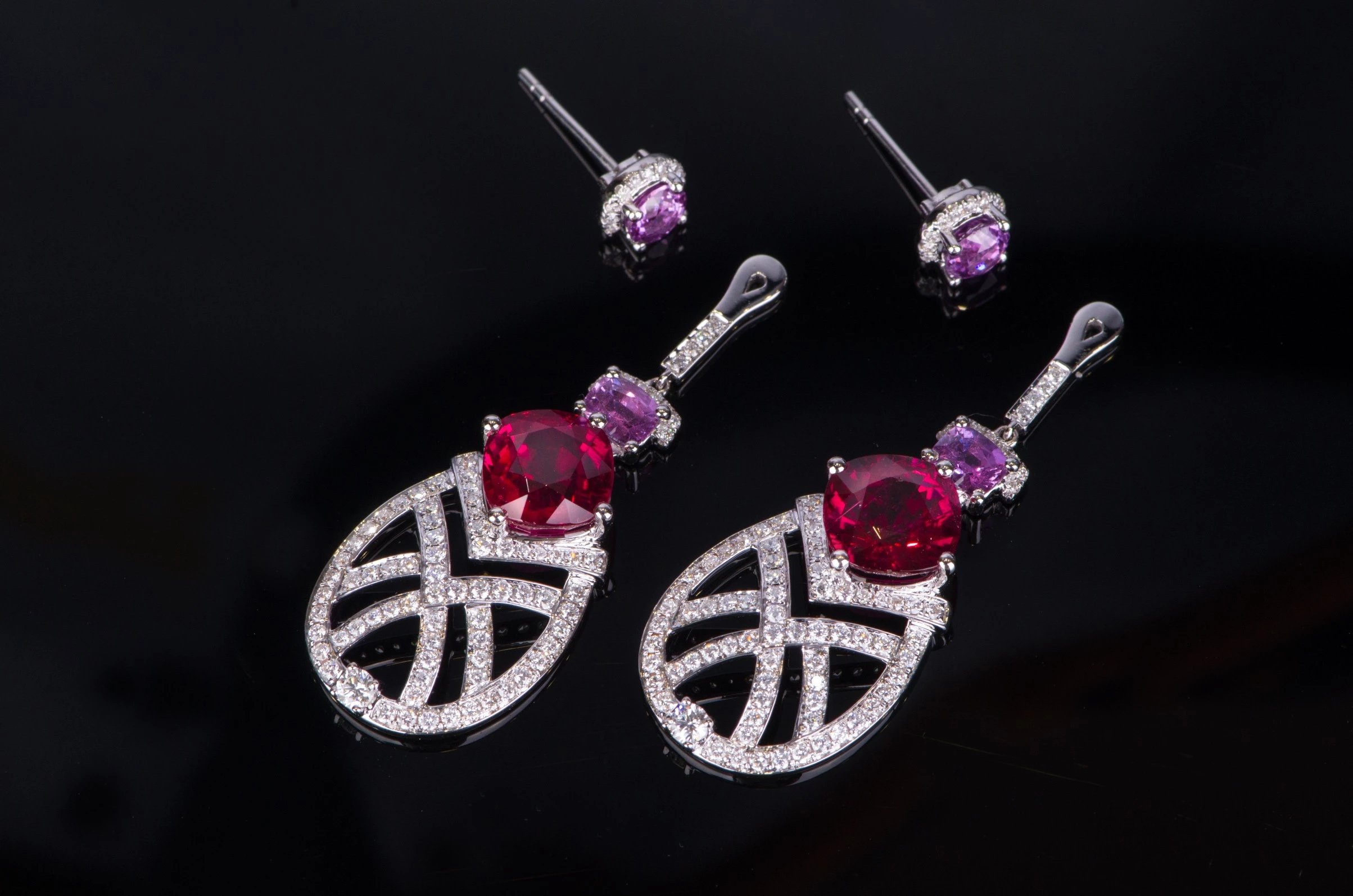 18k金碧玺彩色蓝宝石古典气质耳坠angiebella珠宝格格