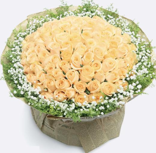 【极致浪漫】永恒经典99朵蜜桃雪山玫瑰超大花束 商品图0