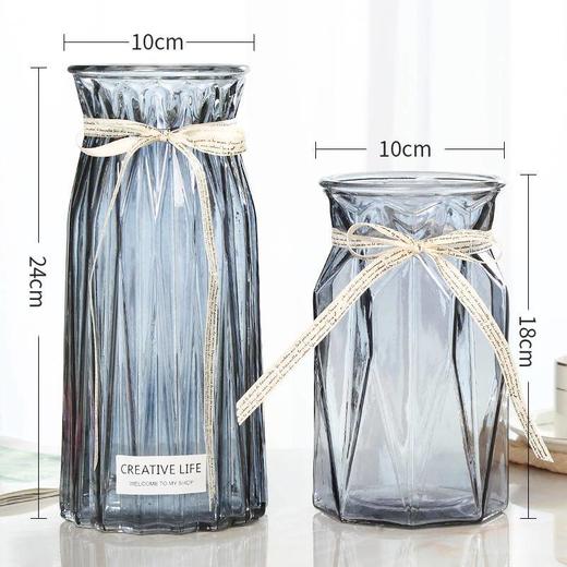 【二件套】简约文艺玻璃花瓶 透明水培富贵竹百合大号花瓶 商品图1