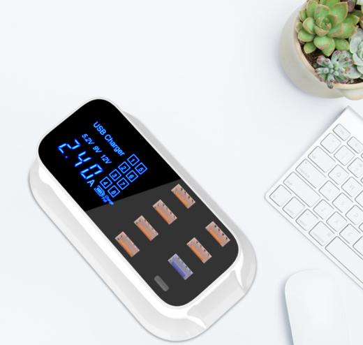 【数码】*私模 QC3.0 type-c快充 智能数码显示CDA19Q多口USB手机充电器 商品图0