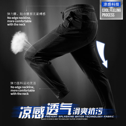 Supield素湃凉感休闲裤男运动裤夏季薄款男裤弹力冰丝空调裤网眼 商品图0