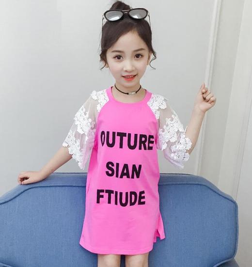 【童装】儿童t恤夏装短袖韩版儿童洋气长t小女孩时髦连衣裙潮 商品图0