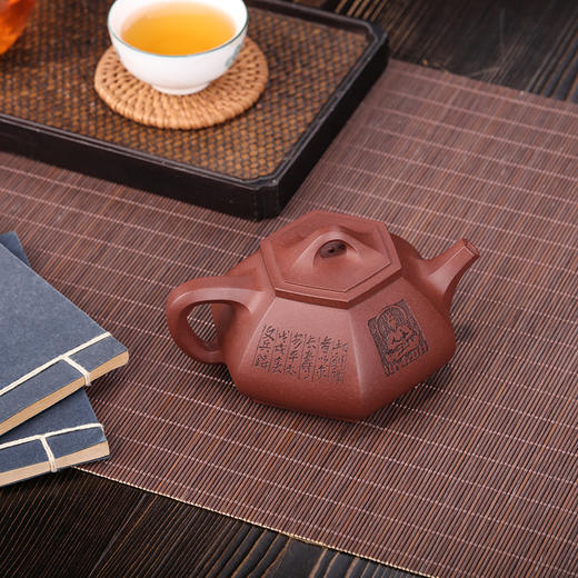 【六方石瓢】 原矿紫泥  200cc  双名师作品  朱永强  陶刻  程文兵 商品图2