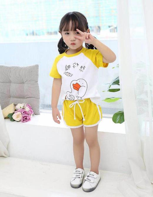 【童装】短裤夏时尚小童新款两件套印花鸭儿童短袖T恤套装 商品图3
