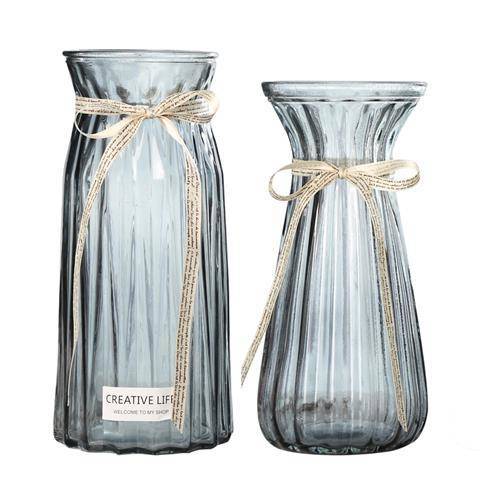 【二件套】简约文艺玻璃花瓶 透明水培富贵竹百合大号花瓶 商品图4