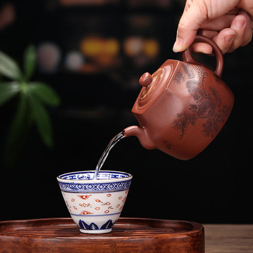 【锦玉六方】 泥料：原矿紫泥  容量：300cc  作者：高潮龙（工艺美术师） 商品图4