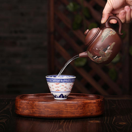 【圈钮】作者：冯娟（制壶）王龙（泥绘）泥料:紫泥  容量：280cc 商品图4