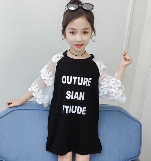 【童装】儿童t恤夏装短袖韩版儿童洋气长t小女孩时髦连衣裙潮 商品图1