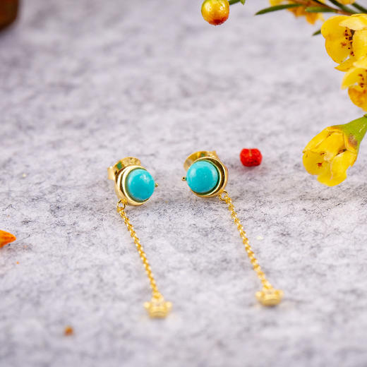 醍醐 原矿高瓷蓝松石 星月套装 项链 手链 耳饰 商品图2