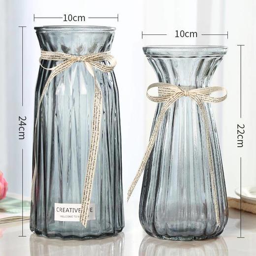 【二件套】简约文艺玻璃花瓶 透明水培富贵竹百合大号花瓶 商品图3