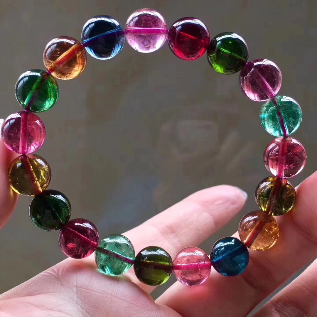 9g 10.2mm巴西浓艳玻璃体高档经典碧玺手链