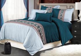 【家纺】.拼色双色床尾缎条二件套三件套