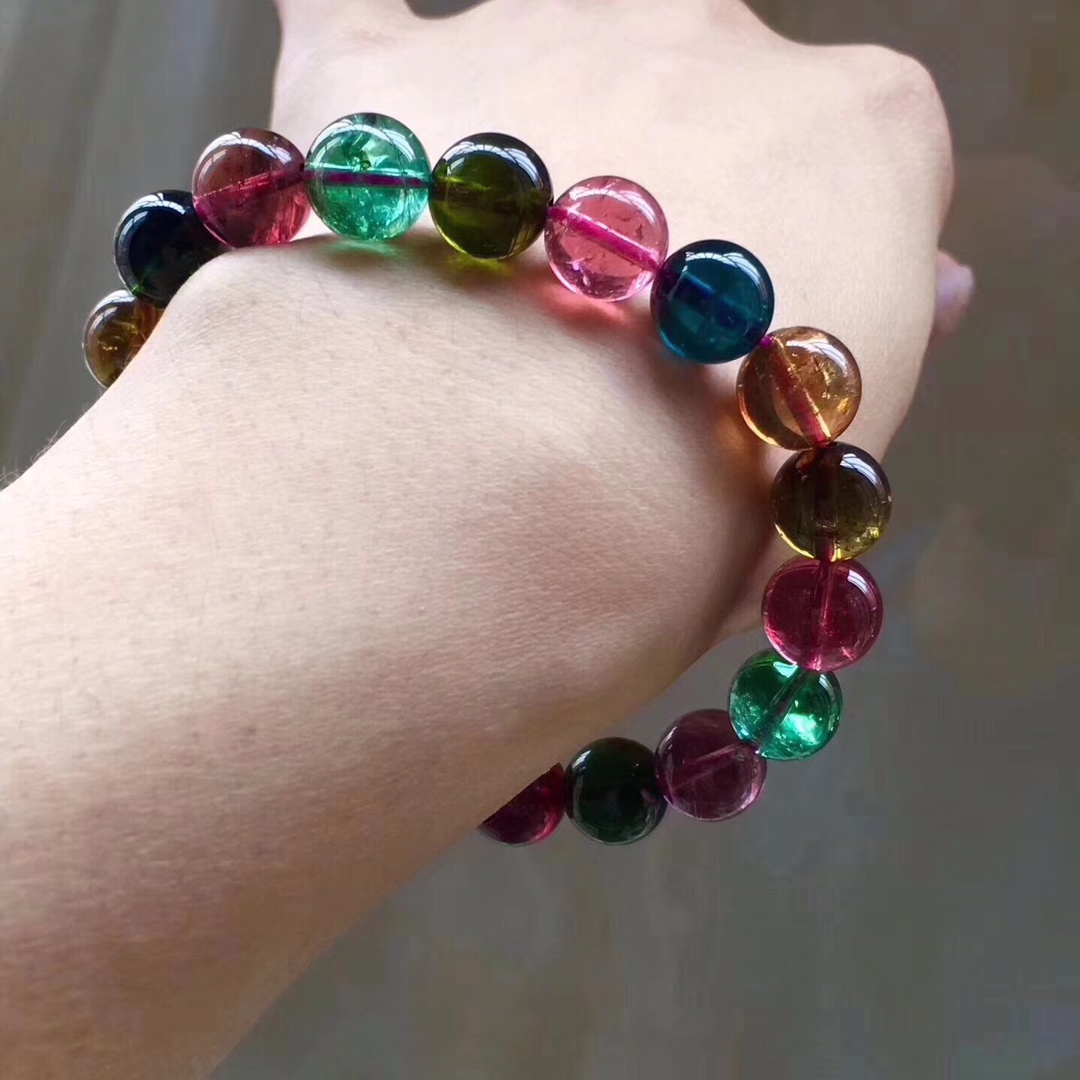9g 10.2mm巴西浓艳玻璃体高档经典碧玺手链
