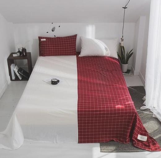 【家纺】。全棉水洗棉床单单件日式素色简约学生宿舍单人被单家纺 商品图1