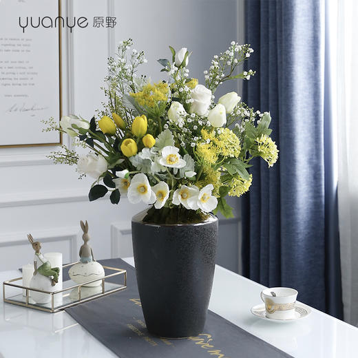 假花仿真花客厅尤加利混搭套装花束摆件帝王花绢花室内摆设装饰花 商品图0