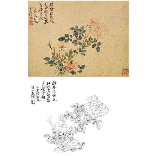 恽寿平没骨花鸟白描底稿-斗方小品册页-SP31 商品图0