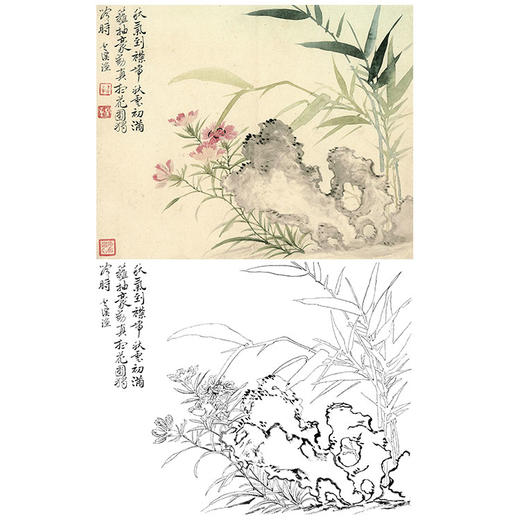 恽寿平没骨花鸟白描底稿-斗方小品册页-SP15 商品图0