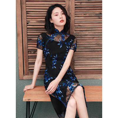 TX-19134-新款丝绸花卉长款旗袍改良宴会长款旗袍 商品图2