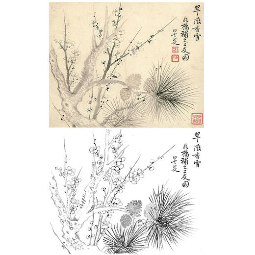 恽寿平没骨花鸟白描底稿-斗方小品册页-SP16 商品图0