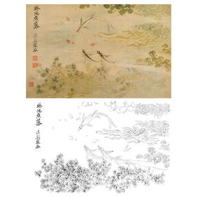 恽寿平没骨花鸟白描底稿-斗方小品册页-SP28
