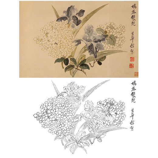恽寿平没骨花鸟白描底稿-斗方小品册页-SP27 商品图0