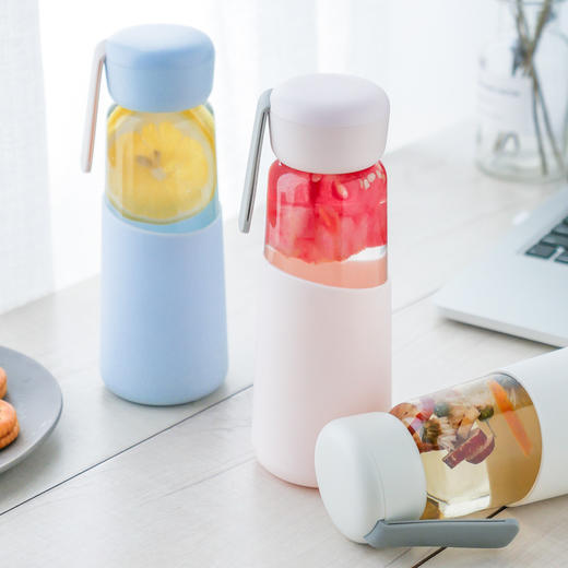 【简约硅胶玻璃杯】韩版水杯硅胶清新茶杯便携创意潮流随手杯学生成人杯 商品图3