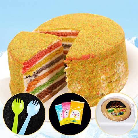 俄罗斯双山风味提拉米苏 蜂蜜奶油千层蛋糕奶油早点方便零食450克 商品图0