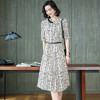 YG-19122-高端真丝连衣裙2019夏季新款女装立领桑蚕丝波点中长裙子 商品缩略图0