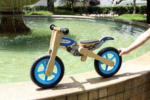 b062499儿童玩具两色木质平衡玩具单车