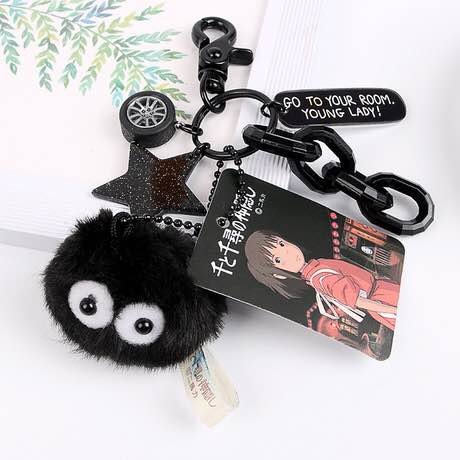 宫崎骏千与千寻龙猫煤炭煤球精灵挂件女钥匙扣文艺小清新书包挂饰3天