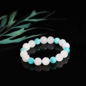 和田玉（羊脂玉）玉珠手串  圆珠10mm