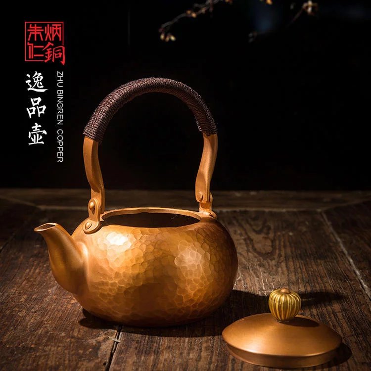  朱炳仁铜 紫铜手工锻打抑菌铜壶逸品壶 家居饰品艺术品摆件 礼品