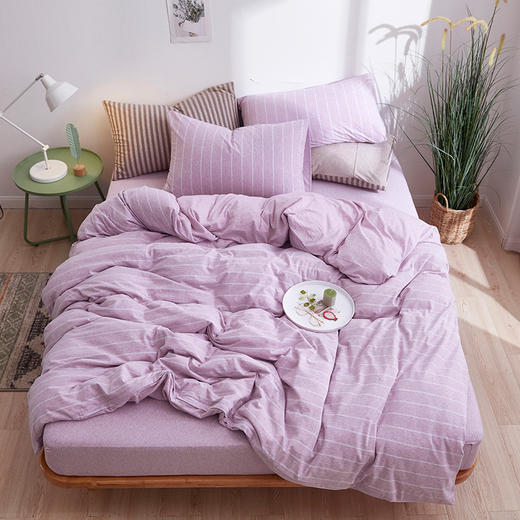 老米优品 / 【默认床笠款，要床单款请备注哦】M*JI代工 天竺棉四件套床品~~针织棉四件套百隆纱线裸睡神器 商品图0