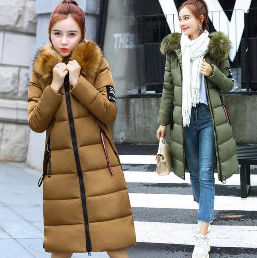 【羽绒服】冬季棉衣女修身加厚棉服女长款过膝大毛领羽绒服棉外套女 商品图1