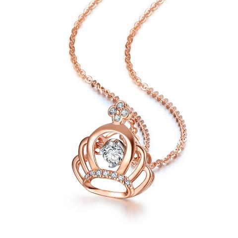 潮宏基珠宝18k金钻石项链彩金玫瑰金套链锁骨链女x