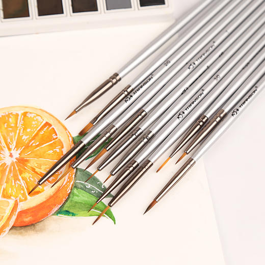 中盛银色短杆尼龙水彩水粉勾线笔数字油画勾边笔手绘描笔12支套装 商品图0