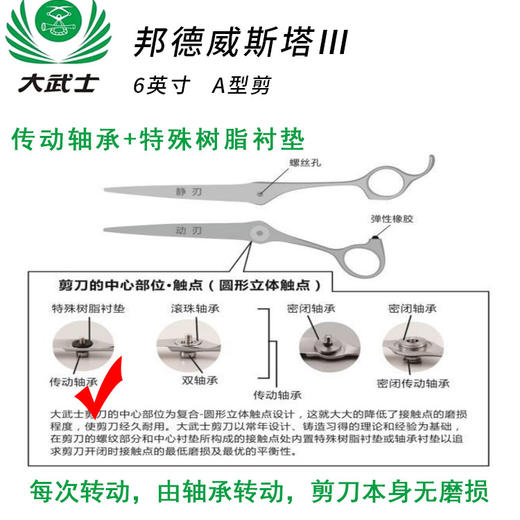（日本直采）大武士剪刀邦德威斯塔Ⅲ 6寸A型剪平剪 商品图1