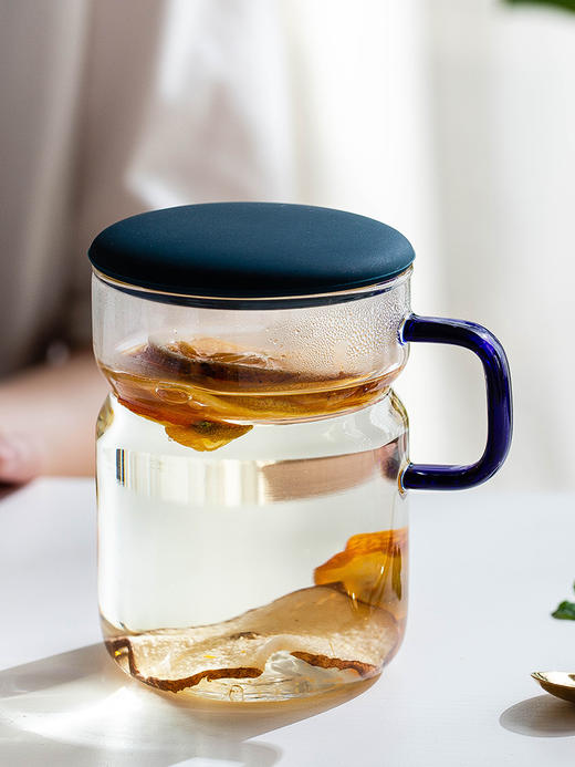 摩登主妇 带盖玻璃杯茶杯情侣对杯透明杯子家用创意水杯泡茶杯