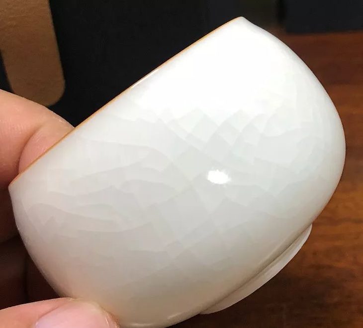 汝窑羊脂玉白瓷冰裂纹罗汉杯象牙白个人单杯主人茗杯茶茶具