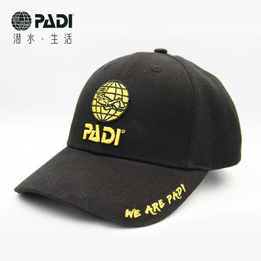 PADI Gear 刺绣黑金棒球帽 商品图0